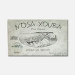 Cartel de N'osa Xouba, que presenta un diseño artístico con un dibujo de un pez y el texto "Kouba de Bramo". Ideal para promocionar la cultura marina y la gastronomía local.