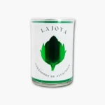 Lata de corazones de alcachofa de la marca La Joya, con diseño elegante y minimalista, ideal para ensaladas y platos gourmet.
