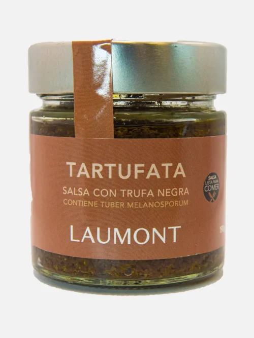 Tarro de tartufata de Laumont, salsa gourmet con trufa negra, ideal para realzar platos de pasta y carnes.